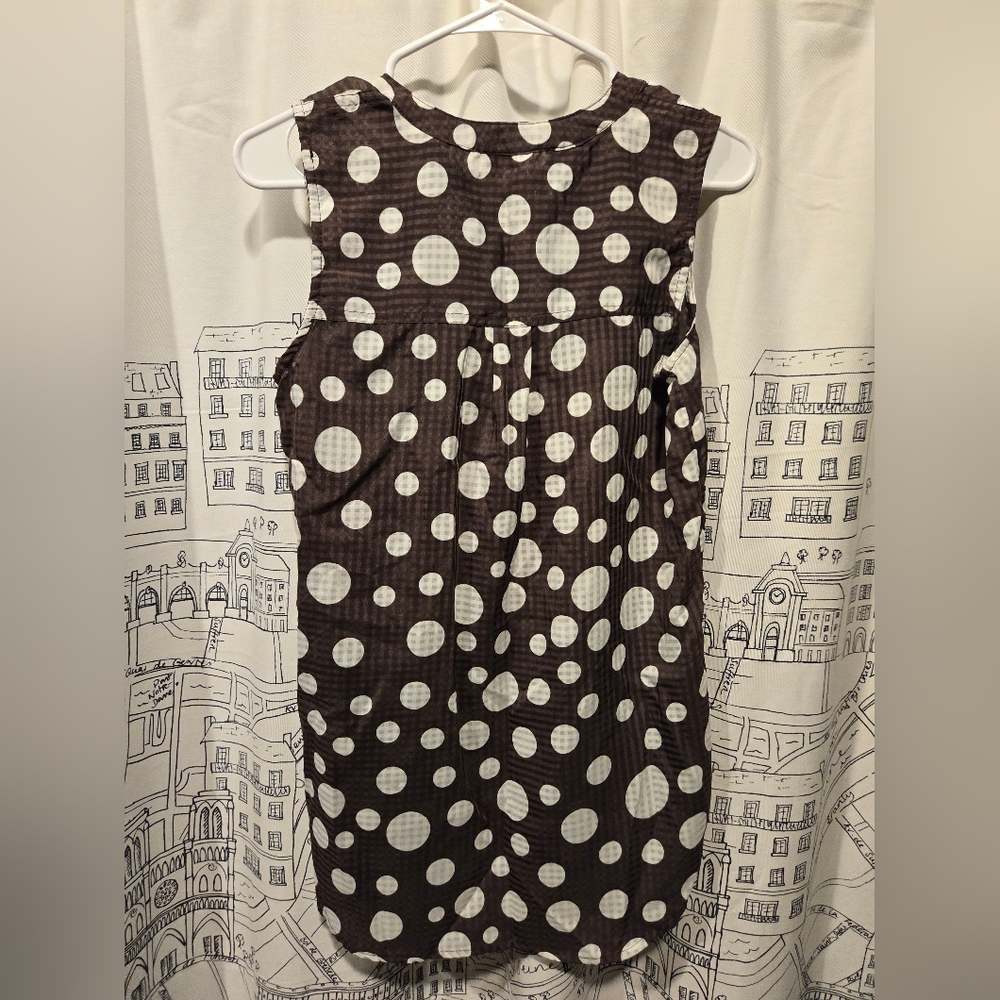 Good Used Sandra Ingrish & Co Sheer Brown/White Polka Dot Sleeveless Top Size XS - Picture 9 of 9